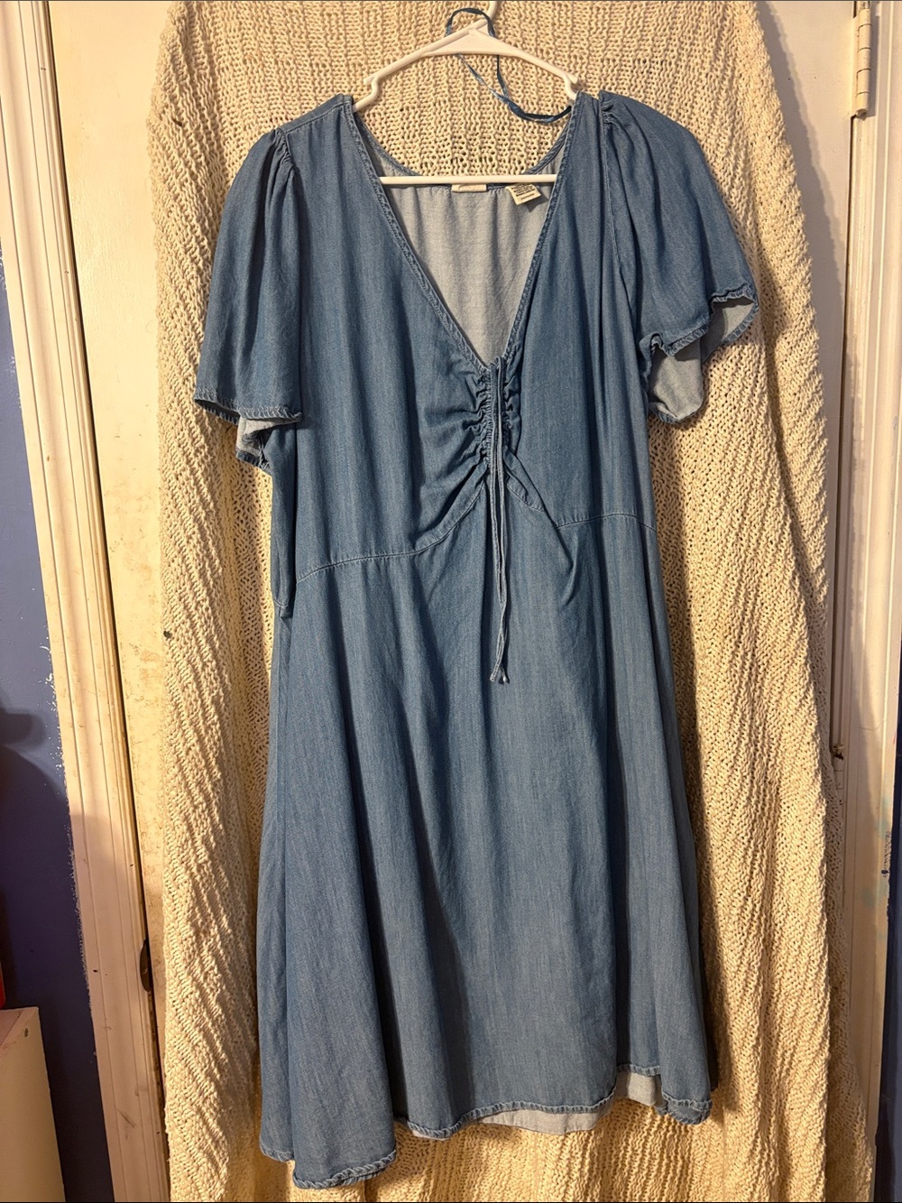 Levi's Light Blue Chambray V-Neck Midi Dress